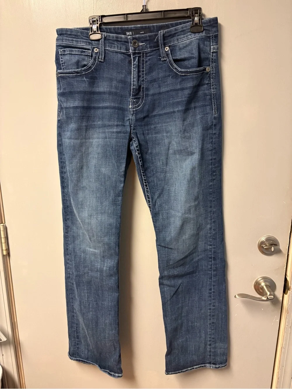 BKE Mens Mid-Blue Straight-Leg Jeans - size 34x34